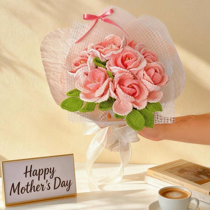 Crochet Carnation Rose Bouquet Handmade Mother's Day Mom Keepsake Flowers Gift