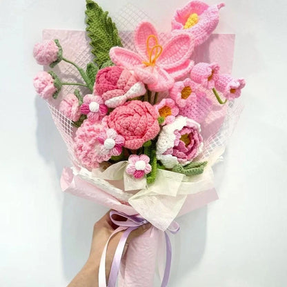 Style C Crochet Flower Bouquet Handmade Yarn Flowers Gift Home Decor