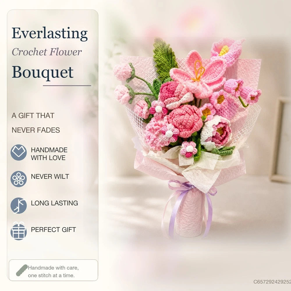 Style C Crochet Flower Bouquet Handmade Yarn Flowers Gift Home Decor