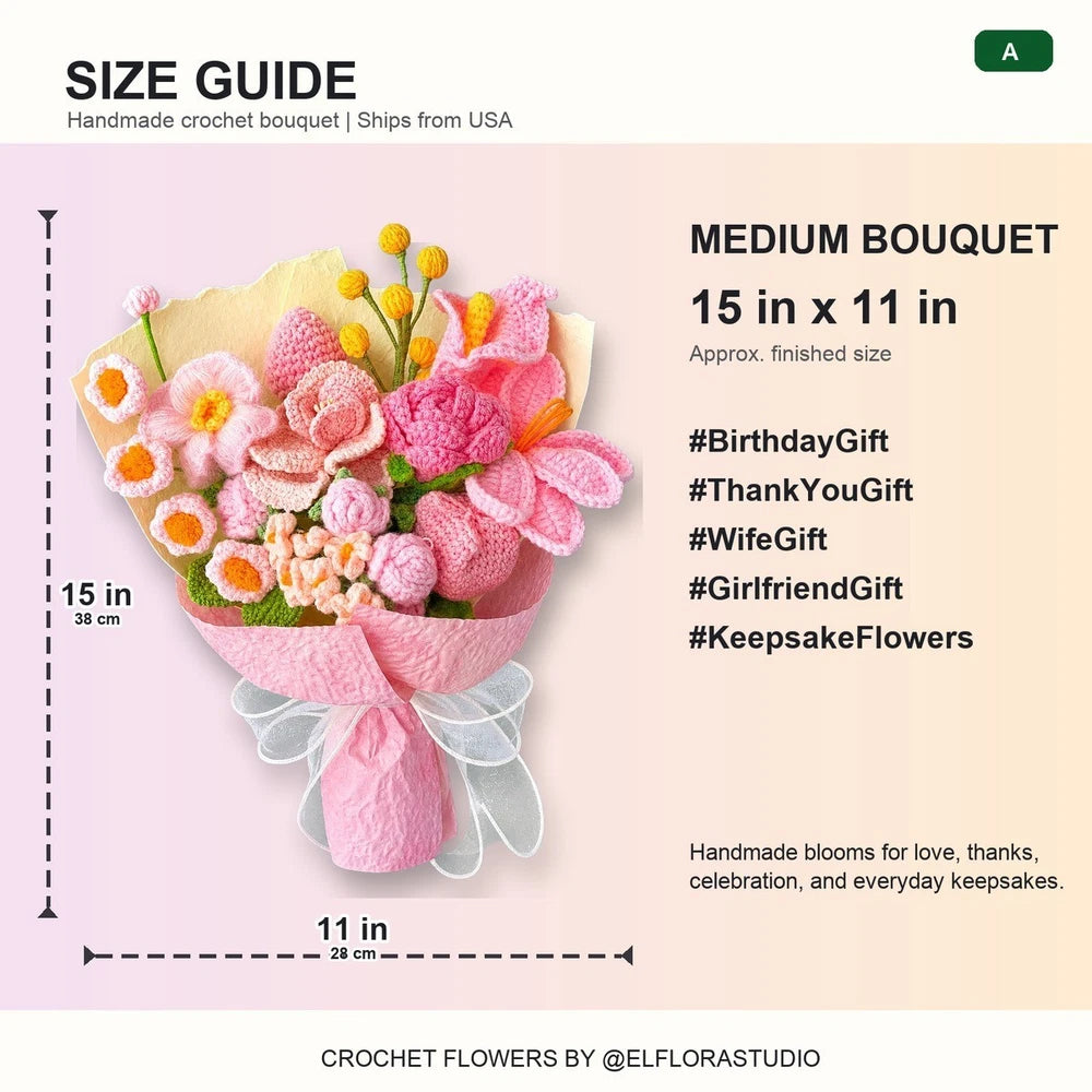 Style F Crochet Flower Bouquet Handmade Yarn Flowers Gift Home Decor