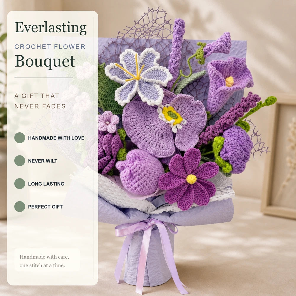 Luna Veil Handmade Crochet Flower Bouquet Yarn Gift Decor
