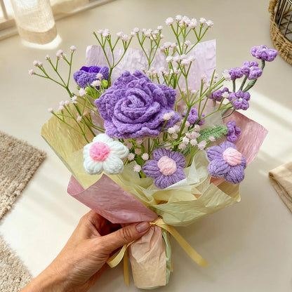 Crochet Carnation Rose Bouquet Handmade Mother's Day Mom Keepsake Flowers Gift