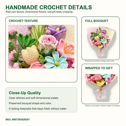 Style B Crochet Flower Bouquet Handmade Yarn Flowers Gift Home Decor