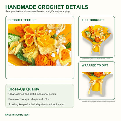 Style H Handmade Crochet Flower Bouquet Yarn Gift Decor