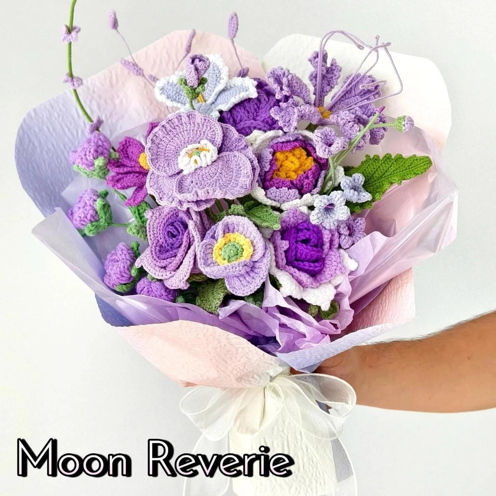 Purple Crochet Flower Bouquet Birthday Mother's Day Mom Keepsake Flowers Gift