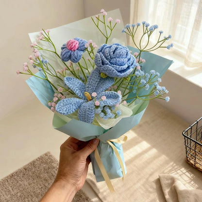 Crochet Carnation Rose Bouquet Handmade Mother's Day Mom Keepsake Flowers Gift