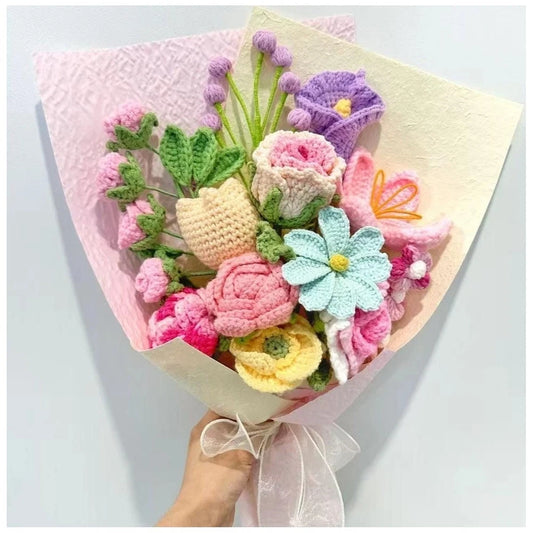 Style B Crochet Flower Bouquet Handmade Yarn Flowers Gift Home Decor