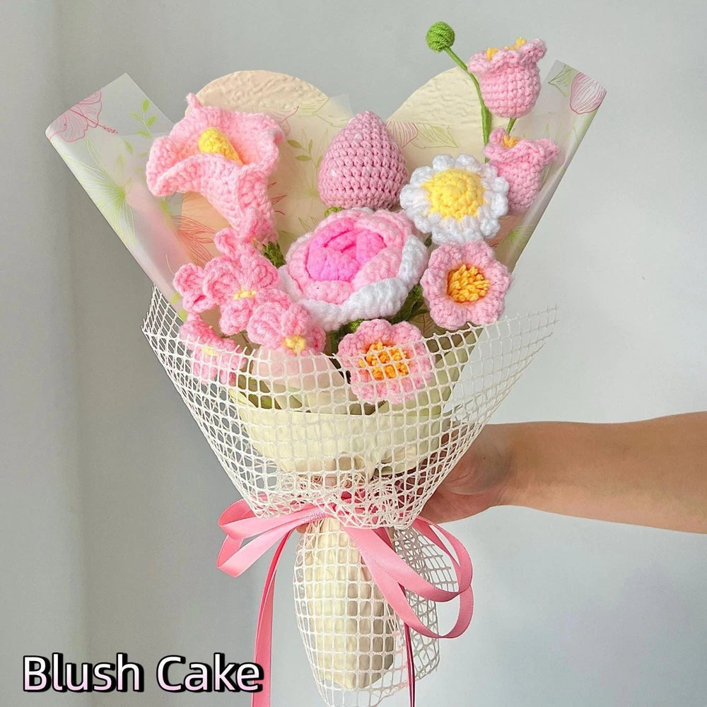 Purple Crochet Flower Bouquet Birthday Mother's Day Mom Keepsake Flowers Gift