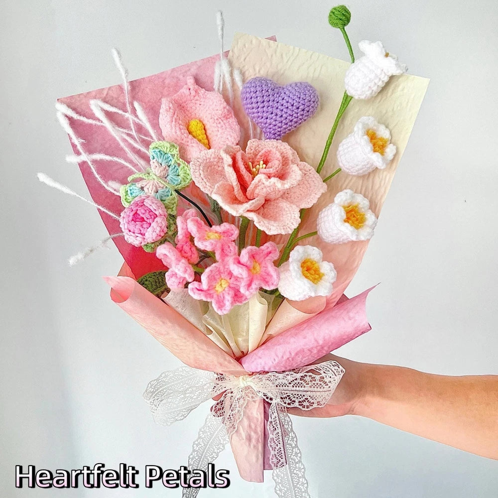 Purple Crochet Flower Bouquet Birthday Mother's Day Mom Keepsake Flowers Gift