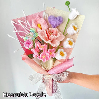 Purple Crochet Flower Bouquet Birthday Mother's Day Mom Keepsake Flowers Gift