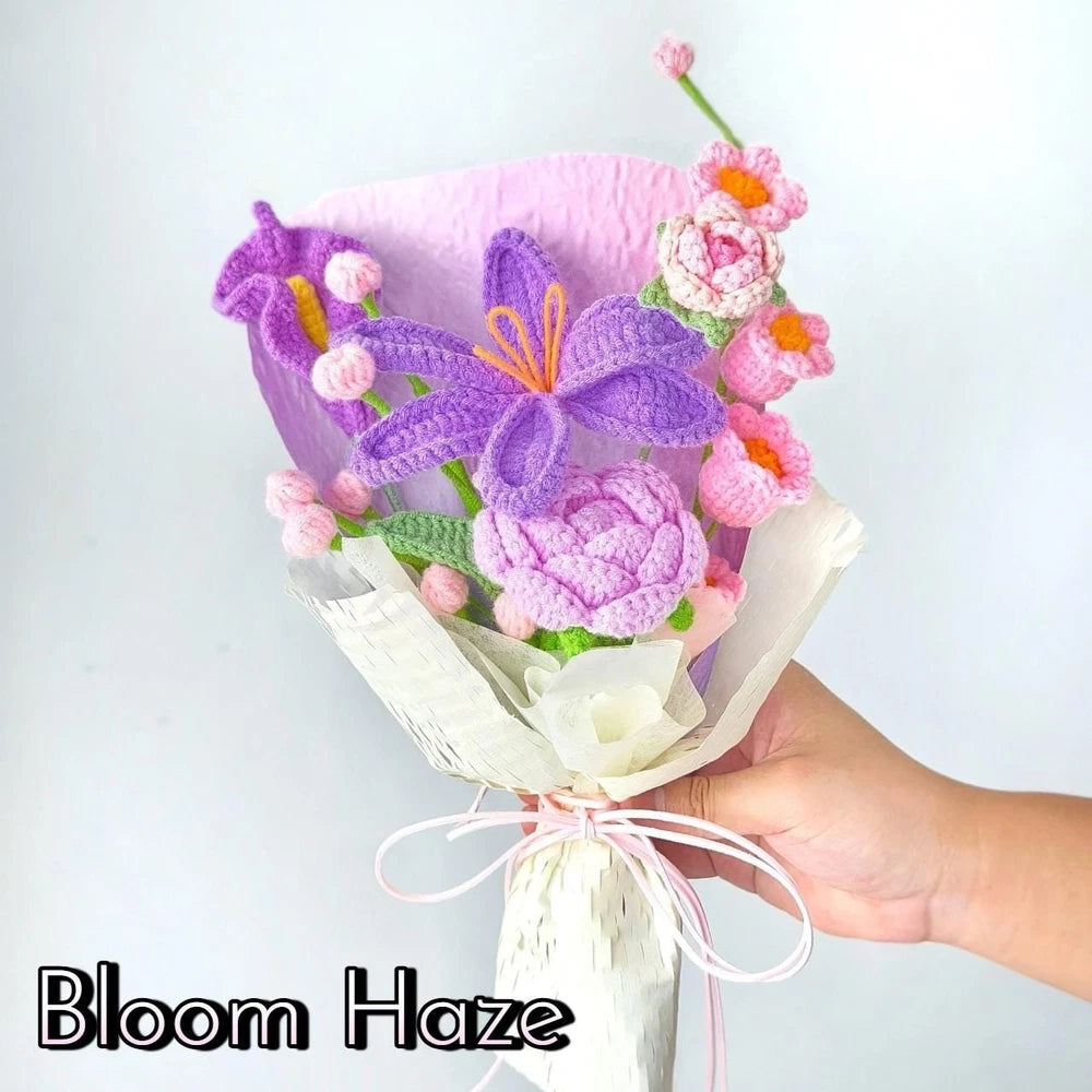 Purple Crochet Flower Bouquet Birthday Mother's Day Mom Keepsake Flowers Gift