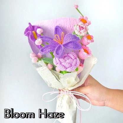 Purple Crochet Flower Bouquet Birthday Mother's Day Mom Keepsake Flowers Gift